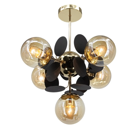Lampa wisząca metalowa złoto-czarna 5-punktowa 8075/5 - Lampy Elem